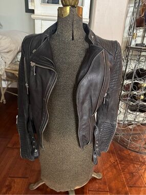 BCBGeneration Black Moto Jacket with Quilted Details